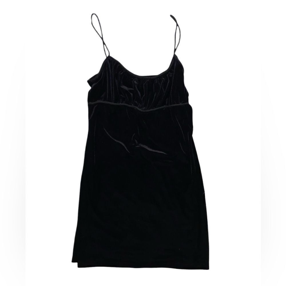 Vintage Y2K Evolution Not Revolution Black Velvet Dress